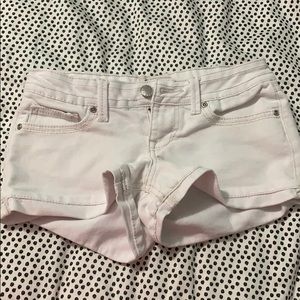 White Mid-Rise Denim Shorts